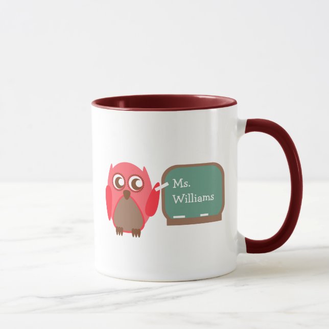 Teacher Mug - Red Owl at Chalkboard (Right)