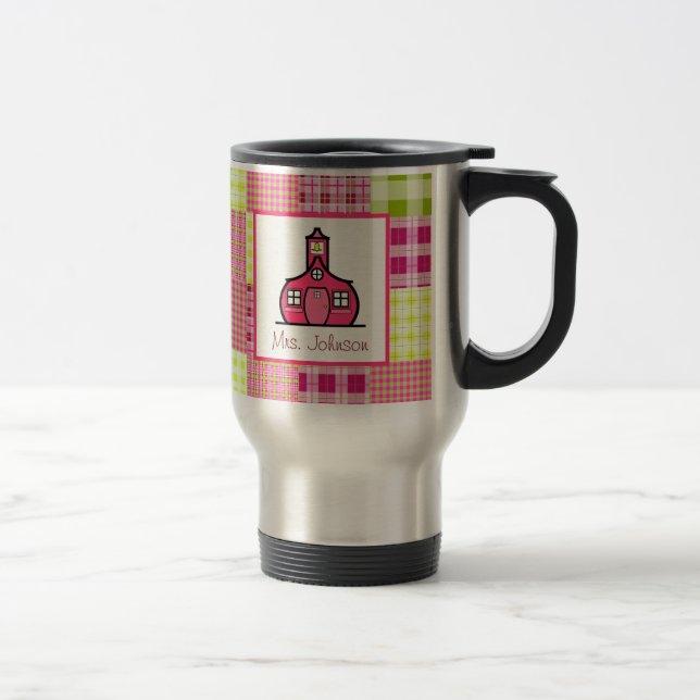 Teacher Mug Schoolhouse Madras Inspired Plaid (Right)