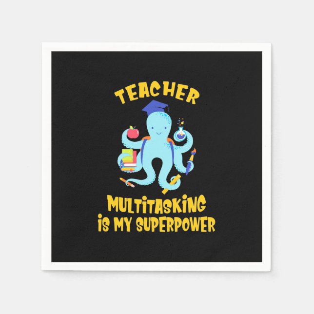 Teacher Multitasking Humor Napkin (Front)