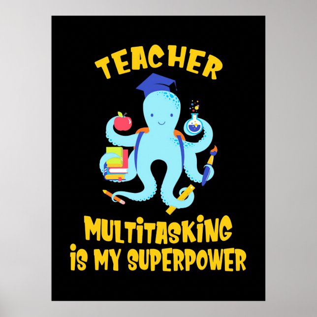 Teacher Multitasking Humour Poster (Front)