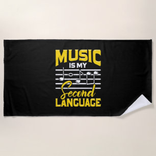 Teacher Music Is My Second Language Beach Towel