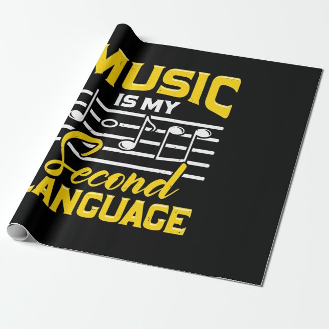 Teacher Music Is My Second Language Wrapping Paper (Unrolled)