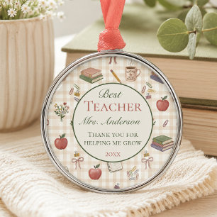 Teacher Name and Year Thank You Gift Metal Tree Decoration