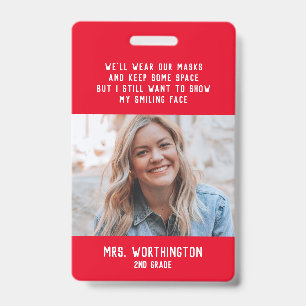 Teacher name badge with photo ID badge