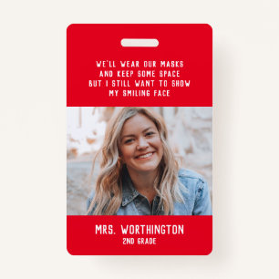 Teacher name badge with photo ID badge