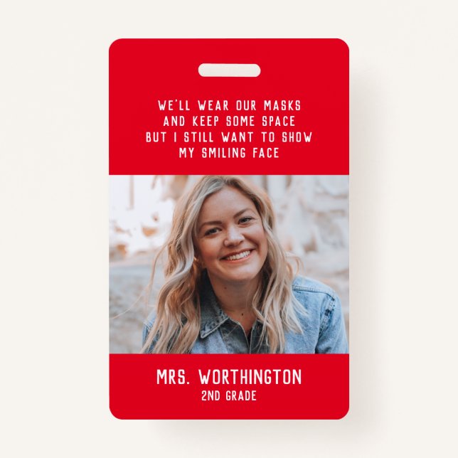 Teacher name badge with photo ID badge (Front)