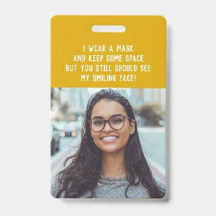 Teacher name badge with photo - yellow ID badge