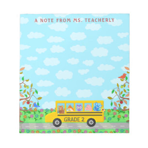Teacher Name Classroom Notes   Cute Animals on Bus