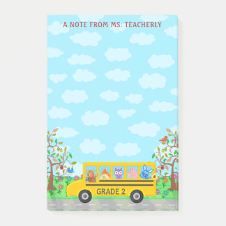 Teacher Name Classroom Notes | Cute Animals on Bus