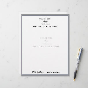 Teacher name elegant quote modern white frame custom letterhead