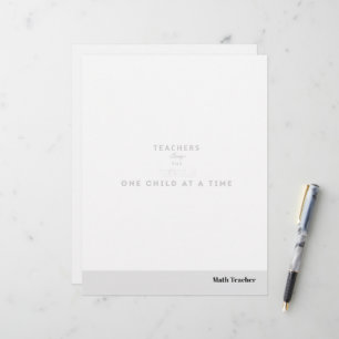 Teacher name elegant quote modern white frame custom letterhead