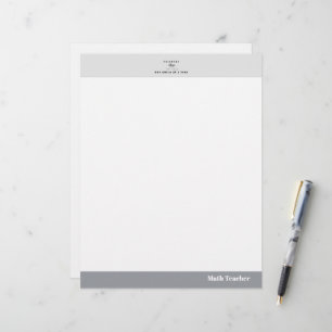 Teacher name elegant quote modern white frame custom letterhead