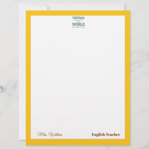 Teacher name elegant quote modern white frame lett custom letterhead