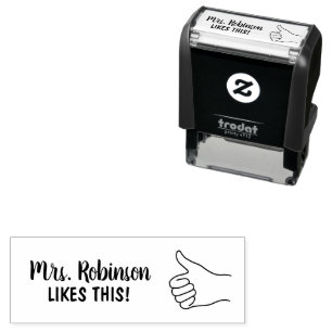 Teacher Name Likes This Thumbs Up Grades Self-inking Stamp