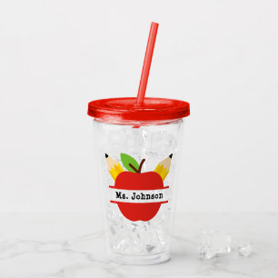 Teacher Name Personalised Apple Acrylic Tumbler