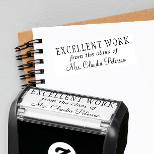 Teacher name personalised excellent work grading self-inking stamp