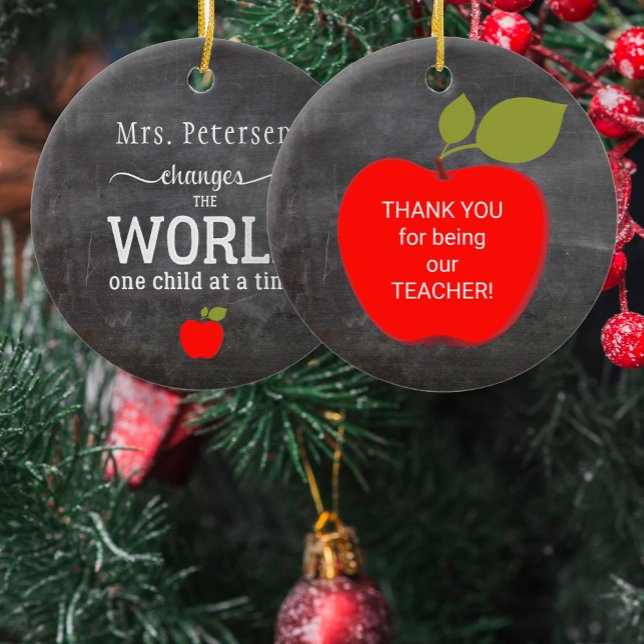 Teacher name personalised quote blackboard  ceramic tree decoration (Creator Uploaded)