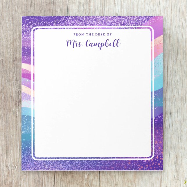 Teacher Name Rainbow Pastel Waves Notepad (Creator Uploaded)