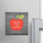 Teacher name | Red apple blackboard thank you Magnet<br><div class="desc">A big red apple and your custom text inside on a school chalkboard background. Personalise this fridge magnet with your teacher's name and grade! It could be a thoughtful and cute thank you gift for your teacher on appreciation day,  on your graduation day or when going back to school.</div>