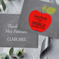Teacher name thank you red apple chalkboard