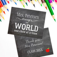Teacher name thank you white typography blackboard