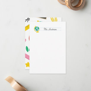 Teacher Note Cards Stationery Cute Globe History