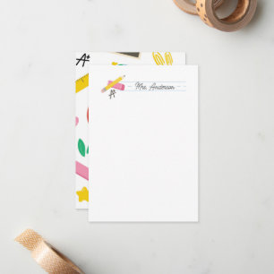 Teacher Note Cards Stationery Pencil Eraser Grade