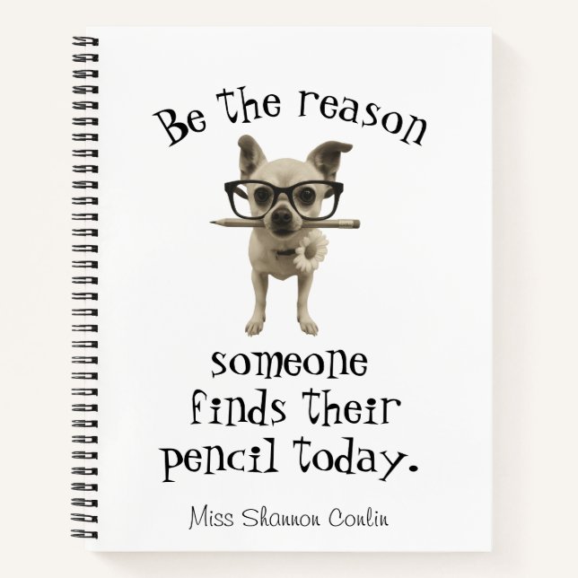 Teacher Notebook – Pencil/Chihuahua Design (Front)