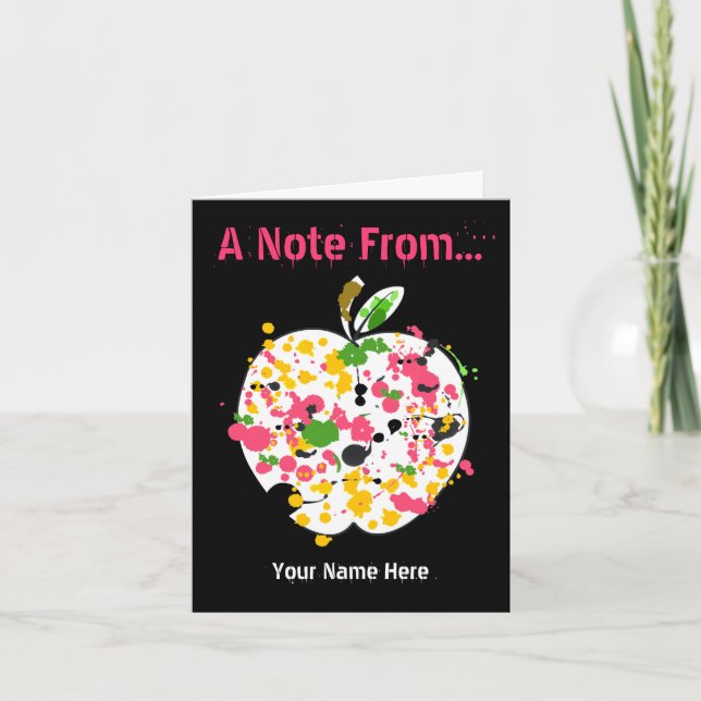 Teacher Notecard - Paint Splatter Apple (Front)