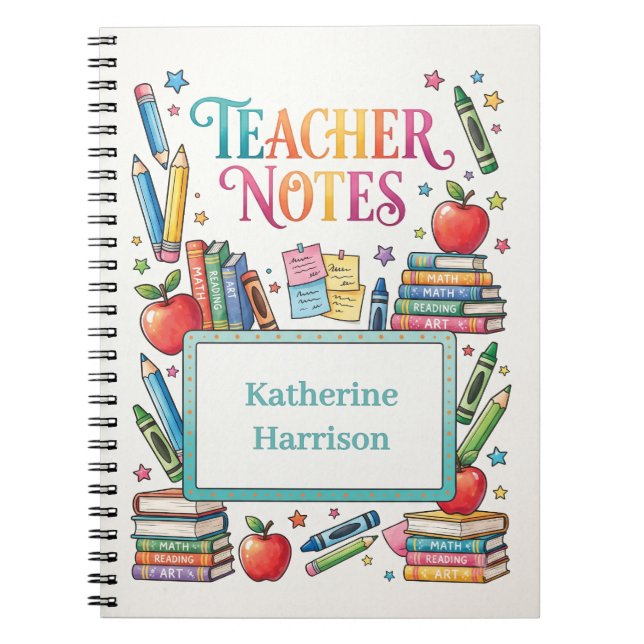 Teacher Notes Illustration with School Supplies Notebook (Front)