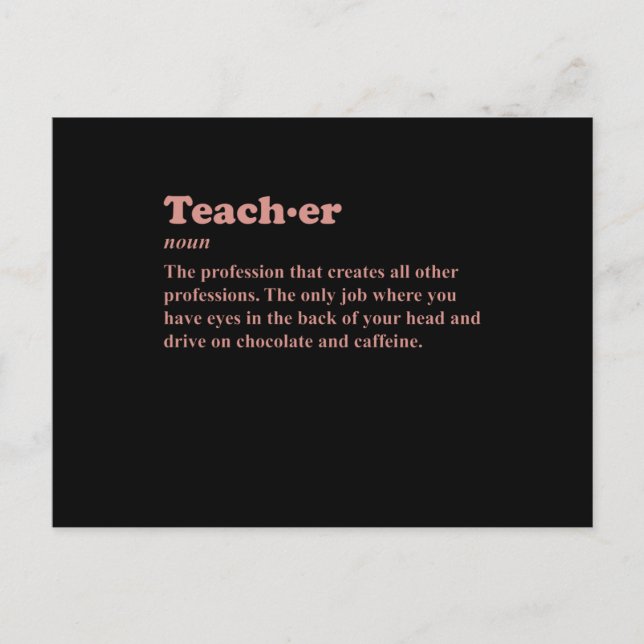 TEACHER NOUN Teacher Saying Funny Favourite Postcard (Front)