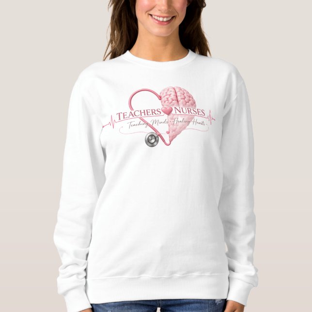 Teacher Nurse Heart Brain Line Art Sweatshirt (Front)
