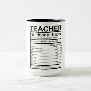 Teacher Nutritional Facts Mug
