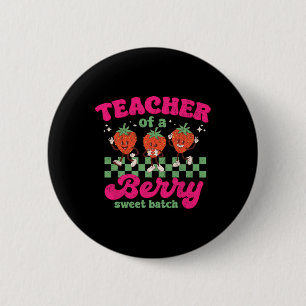 Teacher Of A Berry Sweet Tch Fun Strawberry Design 6 Cm Round Badge