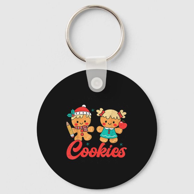 Teacher Of Smart Cookies Cute Gingerbread Teacher  Key Ring (Front)