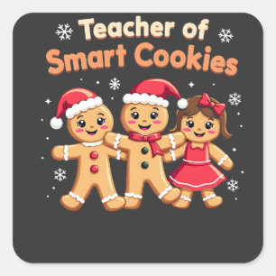Teacher of Smart Cookies Teaching Christmas Ginger Square Sticker