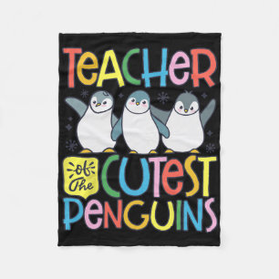 Teacher Of The Cutest Penguins Funny Penguin Back Fleece Blanket