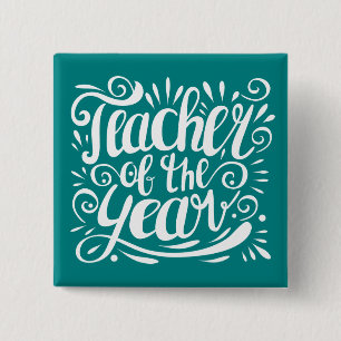 Teacher of the Year 15 Cm Square Badge
