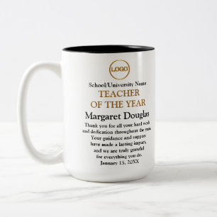 Teacher of the Year Custom Appreciation Message Two-Tone Coffee Mug