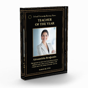 Teacher of the Year Gold Award Logo Personalise Photo Block