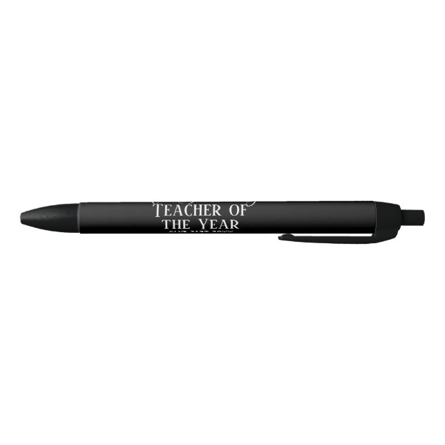 Teacher of the Year Personalised Modern Text Gift Black Ink Pen (Bottom)