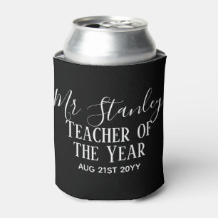 Teacher of the Year Personalised Modern Text Gift Can Cooler