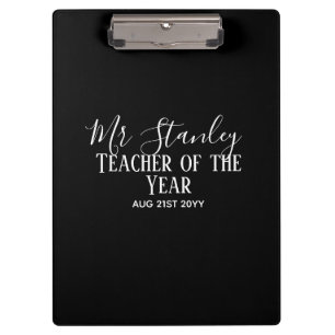 Teacher of the Year Personalised Modern Text Gift  Clipboard