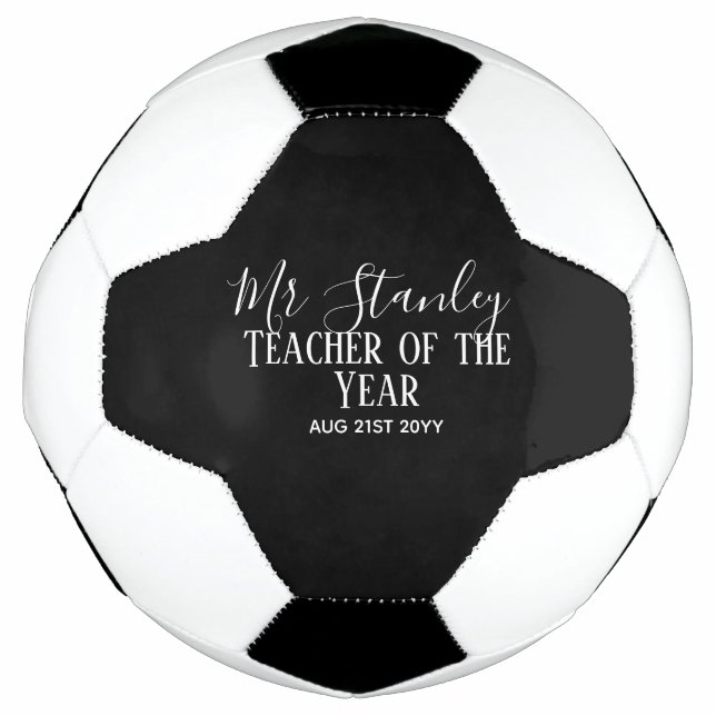 Teacher of the Year Personalised Modern Text Gift Football (Front)