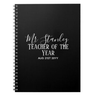Teacher of the Year Personalised Modern Text Gift Notebook