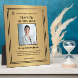 Teacher of the Year Photo Gold Award Personalise   Plaque<br><div class="desc">Teacher of the Year Photo Logo Gold Personalise Award Plaque to recognise that special teacher, other employees at your school, company, hospital or organisation. This recognition awards can be used for your awards event. Personalise and replace with your information, logo and photograph. Great to use for those Award ceremonies, just...</div>