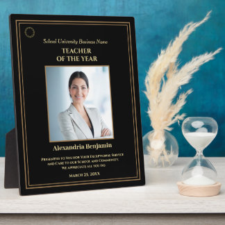 Teacher of the Year Photo Gold Personalise Award Plaque