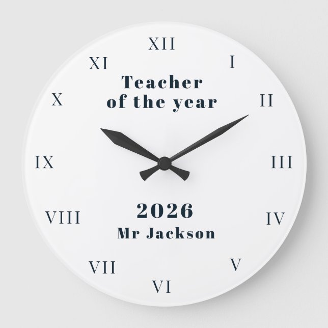 Teacher of the Year School Award Large Clock (Front)