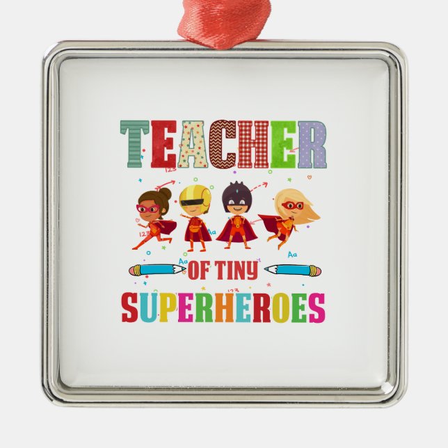 Teacher Of Tiny Superheroes Metal Tree Decoration (Front)