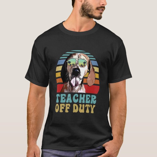 Teacher Off Duty American English Coonhound Dog Su T-Shirt (Front)